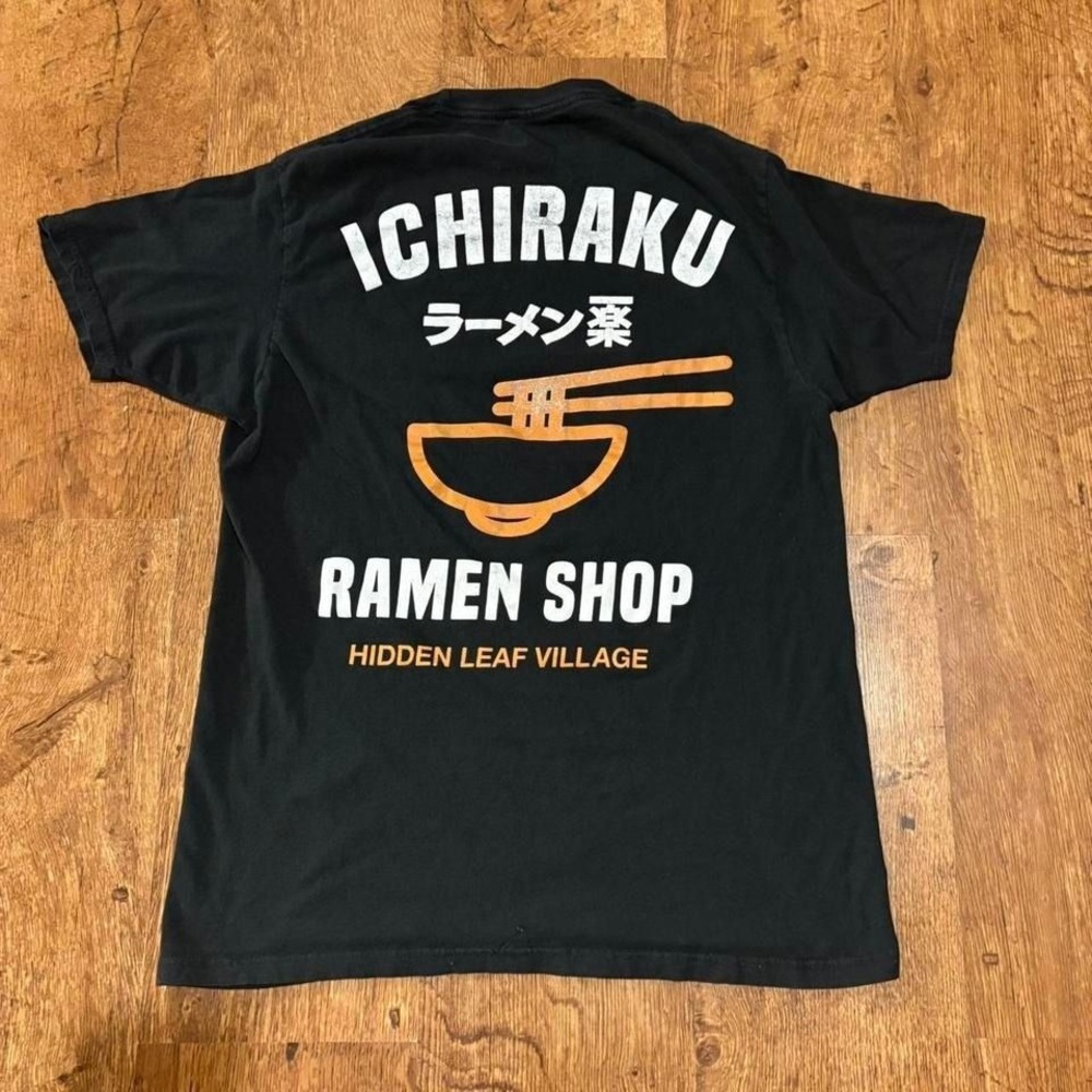 49. faded black Ichiraku Ramen Shop graphic T-shirt,